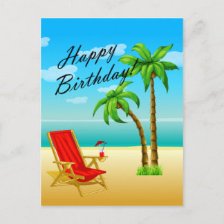 Cartão postal de aniversário da cena da praia