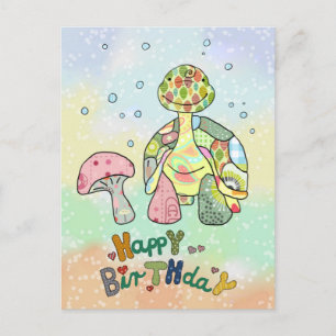Cartão postal de aniversário da tartaruga gigante