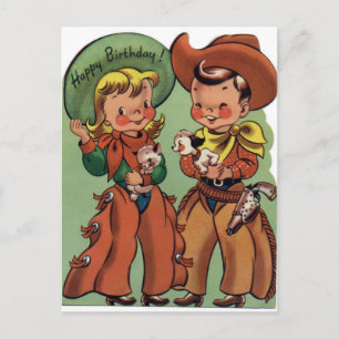 Cartão postal de aniversário da Western Vintage
