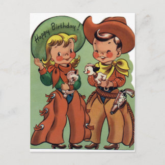 Cartão postal de aniversário da Western Vintage