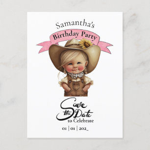 Cartão postal de aniversário de Cowgirl Fofo