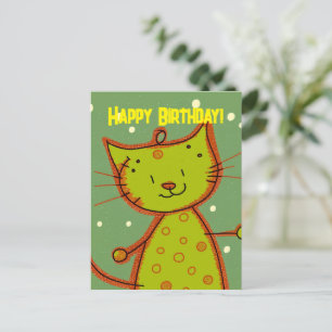 Cartão postal de aniversário de gato engraçado par