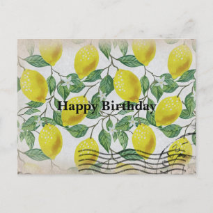 Cartão postal de aniversário de limões vintage