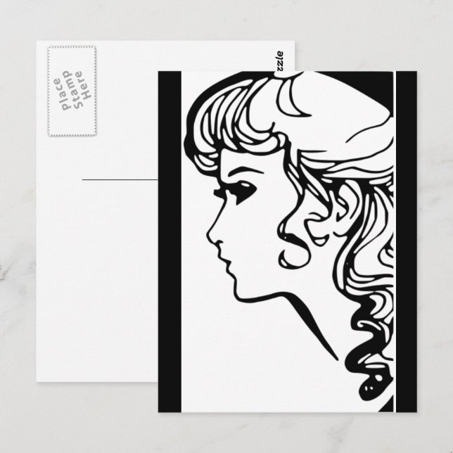 Cartão postal de aniversário estilo vintage preto  (Frente/Verso)