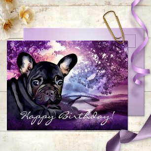 Cartão postal de aniversário para o Bulldog Francê