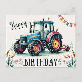 Cartão Postal de Aniversário Trator