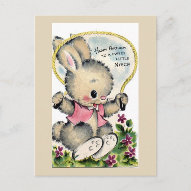 Cartão postal de aniversário Vintage (Frente)