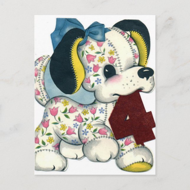 Cartão postal de aniversário Vintage (Frente)