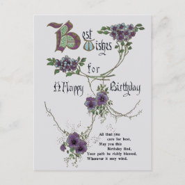 Cartão postal de aniversário Vintage Happy