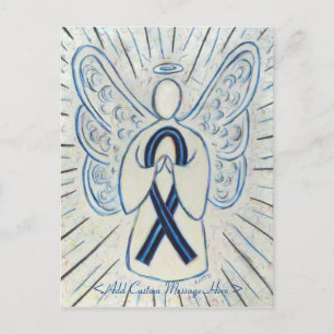 Cartão postal de anjo de fita de consciência azul