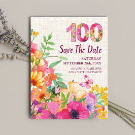 Cartão Postal De Anúncio 100 Anos Flores Floral Linho 100º Aniversário