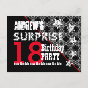 Cartão Postal De Anúncio 18º aniversário surpresa Salvar a data Diagonal W6