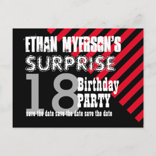 Cartão Postal De Anúncio 18º Aniversário Surpresa Save the Date A09