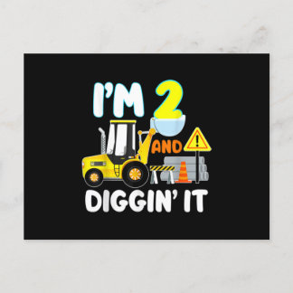 Cartão Postal De Anúncio 2nd Birthday Gift Construction Truck Party 2 Year