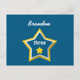 Cartão Postal De Anúncio 3º Aniversário com Estrelas Em Camadas AZUL AMAREL