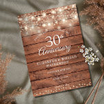 Cartão Postal De Anúncio 30 Aniversário Corda Ilumina Madeira Salvar Data<br><div class="desc">Apresentando luzes bonito de cordas e corações delicados confetti em um fundo de madeira rústica. Personalize com seu especial aniversário de 30 anos,  salve as informações de data em letra chic. Projetado por Thisnotme©</div>