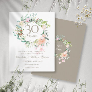Cartão Postal De Anúncio 30 Pearl Anniversário Salvar Rosas de Data Floral