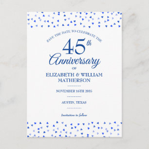 Cartão Postal De Anúncio 45º 65º Aniversário de Casamento Corações Salve a