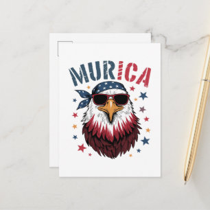 Cartão Postal De Anúncio 4 de Julho Patriótico Engraçado Águia EUA