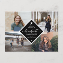 Cartão Postal De Anúncio 4 foto-colage graduation moderna elegant script