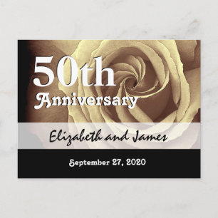 Cartão Postal De Anúncio 50º aniversário de casamento Rosa Dourado Elegante