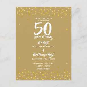 Cartão Postal De Anúncio 50º aniversário do Ouro Sr. Direita Salve a Data