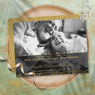 Cartão Postal De Anúncio 50th Golden Anniversary Save the Date Photo