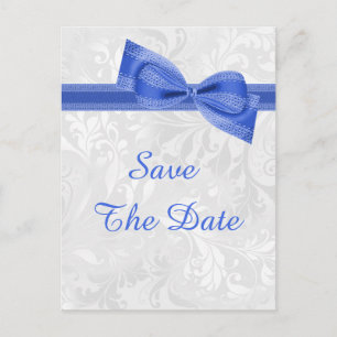 Cartão Postal De Anúncio 60º Aniversário Damask e Laço Falso Salve a Data