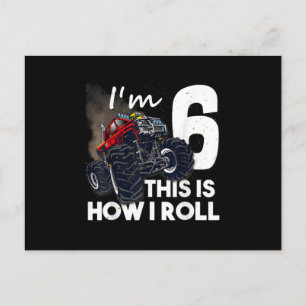 Cartão Postal De Anúncio 6 Birthday T Boy Monster Truck 6 Anos