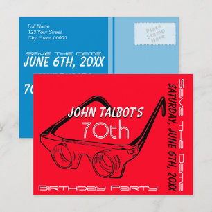 Cartão Postal De Anúncio 70 de Óculos 3D Aniversário Salvar Data