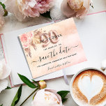 Cartão Postal De Anúncio 90 pampas rosa florals salvam a data<br><div class="desc">Uma feminina Salve a data para uma festa de aniversário 90. Um fundo cor-de-rosa pincelado, rosa de gradiente dourado decorado com florais cor-de-rosa pincelado e grama pampas. Personalize e adicione uma data e nome/idade. O texto: Salvar a Data é gravado com um script de estilo com letra de tendência grande....</div>