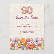 90th Birthday Party - Wildflower Save the Date