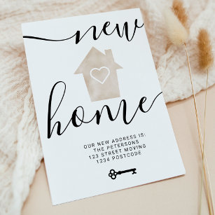 Cartão Postal De Anúncio A casa-chave beige mínimo novo coração doméstico s