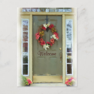 Cartão Postal De Anúncio A casa nova da porta bem-vinda apenas moveu o