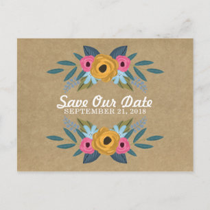 Cartão Postal De Anúncio A Coleção de Casamento de Coroa Floral Rústica Kra