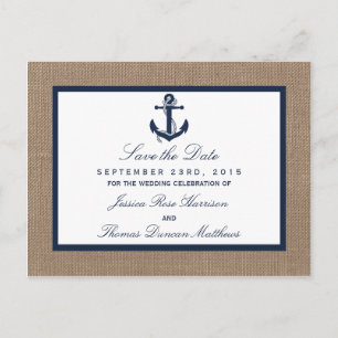 Cartão Postal De Anúncio A Coleção de Casamento na Praia com Âncora da Mari