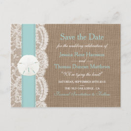 Cartão Postal De Anúncio A Coleção Turquoise Sand Dollar Save The Date