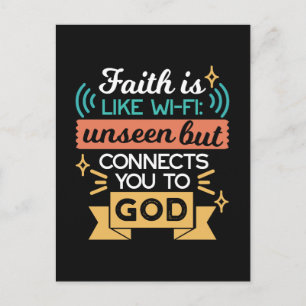 Cartão Postal De Anúncio A Fé é Como WiFi Citação Divertida Arte Cristã