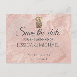 Cartão Postal De Anúncio abacaxi dourado rosa, exceto data