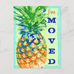 Cartão Postal De Anúncio Abacaxi Tropical Mudei Nova Morada Mudança