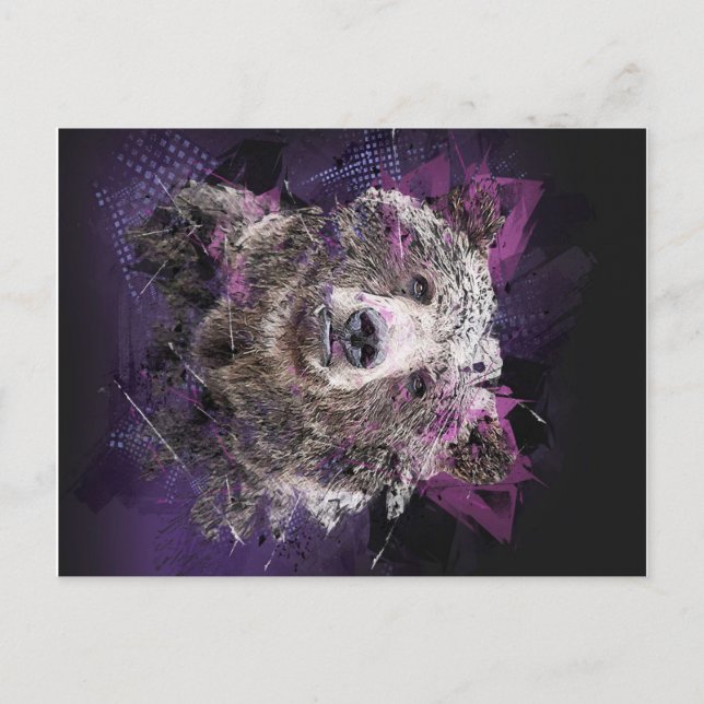 Cartão Postal De Anúncio Abstrato Mystical Bear (Frente)