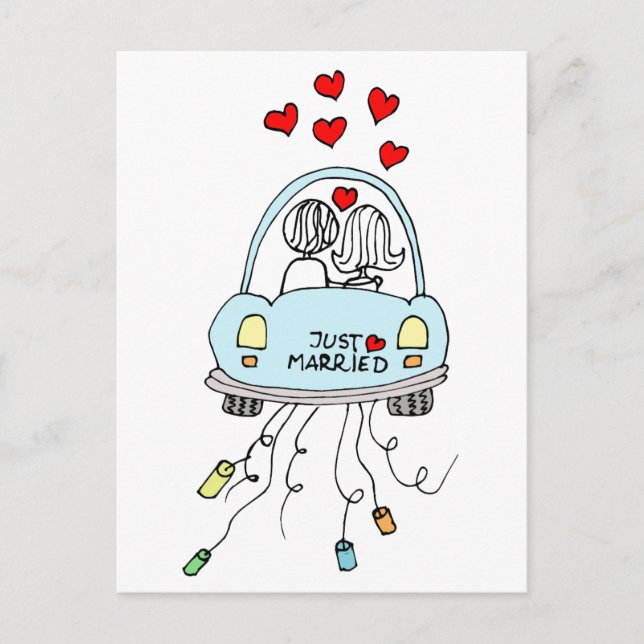 Cartão Postal De Anúncio Acabaram de Casar (Frente)