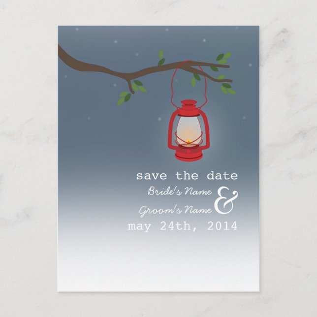 Cartão Postal De Anúncio Acampamento da lâmpada de óleo / Noite ao ar livre (Frente)