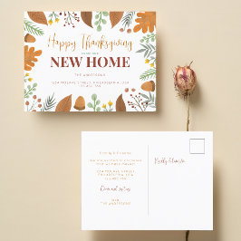 Cartão Postal De Anúncio Ação de Graças Feliz de outono da nossa nova casa