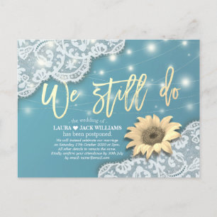 Cartão Postal De Anúncio Adiamento De Casamento Ainda Fazemos Raça Girassói