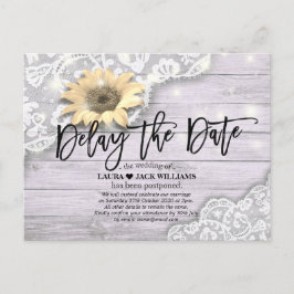 Cartão Postal De Anúncio Adiamento de Casamento Atraso de Data Lace Girasso