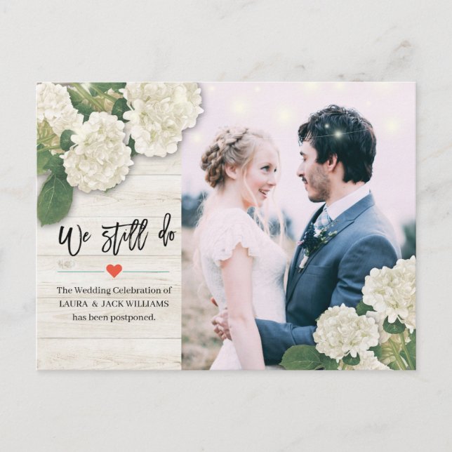 Cartão Postal De Anúncio Adiamento de Casamento Nós Ainda Fazemos Fotos de  (Frente)