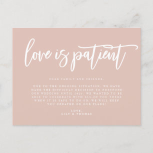 Cartão Postal De Anúncio Adiamento de casamento por amor paciente