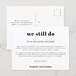 Cartão Postal De Anúncio Adiamento do Casamento Nós Ainda Fazemos COVID Scr