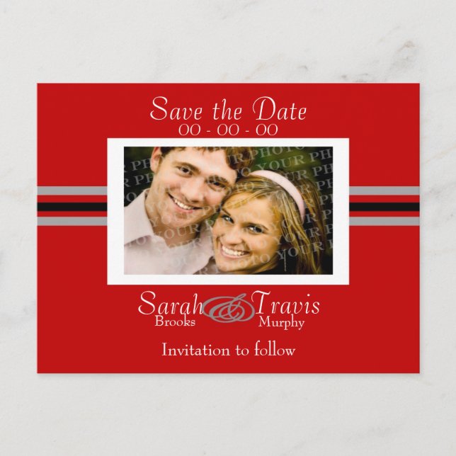 Cartão Postal De Anúncio Adicionar a sua própria fotografia - Vermelho (Frente)